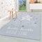 HomebyHome Kurzflor Kinderteppich für Jungen und Mädchen 120 x 170 cm Grau Stern Design - Waschbarer Teppich Extra Weich und Antiallergen - Teppich für Kinderzimmer, Babyzimmer und Spielzimmer