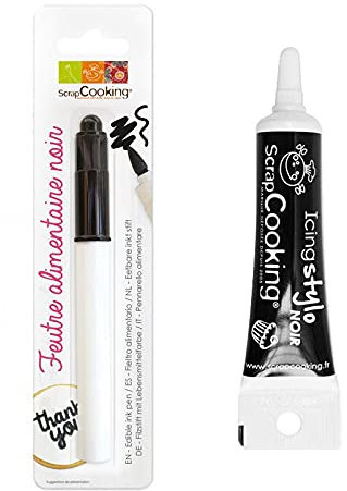 Feutre pinceau alimentaire noir + Stylo de glaçage noir