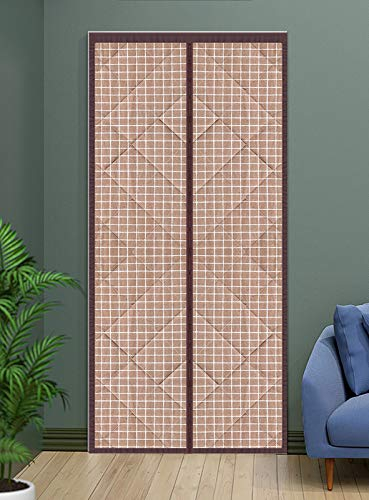 Cozomiz Wärmeschutzvorhang Magnet Thermo Türvorhang Thermovorhang Verdunklungsgardine Wasserdicht Winddicht Geräuschisolierung Isolier Schutz Panel-Isolierung 70x200cm(B x H) Gitter Braun