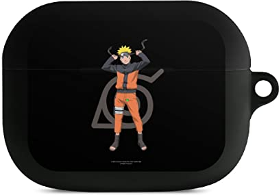 Hülle mit Karabiner kompatibel mit Apple AirPods Pro 1. Generation Case schwarz Schutzhülle mit Schlüsselanhänger Naruto Shippuden Offizielles Lizenzprodukt Anime