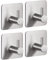 LogwithU - Paquete de 4 ganchos autoadhesivos, modernos de acero inoxidable mate, resistentes al agua, 3M, ganchos adhesivos de pared resistentes para toallas resistentes(plateado)