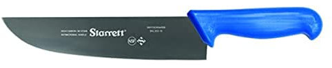 Starrett Professional Stainless Steel Chefs Kitchen Knives - Wide Straight Profile - 10-inch (250 mm) - Blue Handle