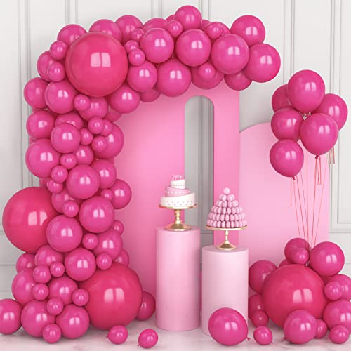 Palloncini Rosa, 106 pezzi 5 10 12 18 pollici Hot Pink Fuchsia Arco di Palloncini Kit con Nastro per Ragazze Donne Festa di Compleanno Matrimonio San Valentino Bridal Shower Decorazioni Fidanzamento