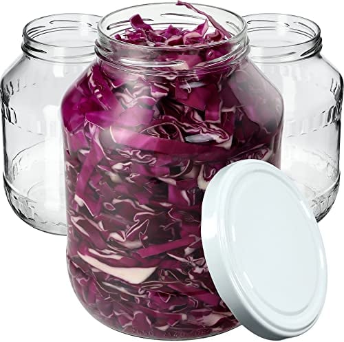 KADAX Weckgläser 2,5L, Einmachglas zum Einlegen, fi100 mm, Einmachgläser, Sturzglas, Vorratsglas, Gurkenglas, Konservenglas, Rundgläser, Einweckgläser (8 Stück, Weiß Deckel)