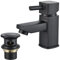 Black Basin Mixer Tap, NewEast Square Cloakroom Tap with Pop up Waste, Mono Bathroom Sink Tap