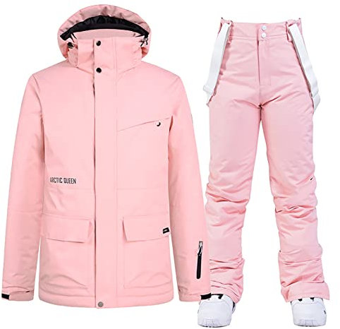 LEIDIMUS Damen Skianzüge, Skijacke Und Skihose, Warm, Wasserdicht, Winddicht, Atmungsaktiv, Kälteschutz, Zwei-Teilig,Rosa,XS