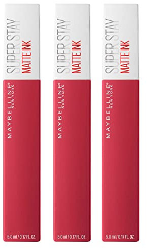 Maybelline New York SuperStay Matte Ink Lippenfarbe, deckendes und gleichmäßiges Ergebnis, matt, hält ca. 16 Stunden, Farbe 80, 3 Kosmetika