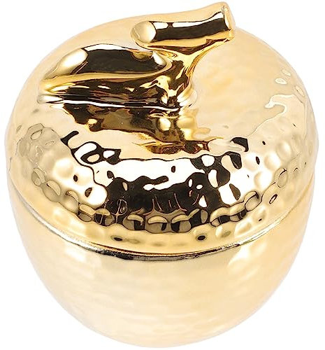 BESTonZON Ceramic Candy Jar Apples Shape Jewelry Box Airtight Tea Canister Cookie Snacks Nuts Dried Fruits Container Xmas Eve Ornament for Xmas Party Favors