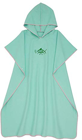 Retrok Surf Poncho Mikrofaser übergroß, 110x90cm Schnelltrocknend Ultraleicht Badeponcho Damen Herren mit Kapuze, Umziehhilfe Strand Für Erwachsene Jugendliche Handtuch Maschinenwaschbar (Mintgrün)