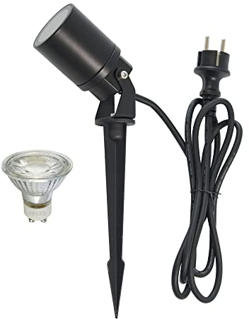 VBLED® Gartenstrahler, Gartenleuchte, Außenstrahler, Spießstrahler, Gartenspot 230V AC IP65 Schutzklasse mit 5W GU10 Leuchtmittel 3000K