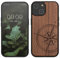 kwmobile Hülle kompatibel mit iPhone 15 Hülle - Holz Case - Handy Cover - TPU Handyhülle in Dunkelbraun Kompass Vintage