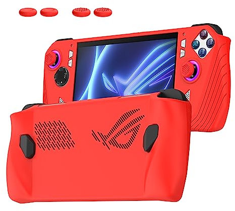 NUHFUFA Funda protectora para ASUS Rog Ally de 7 pulgadas 2023, funda de protección de silicona con tapas de botón, antiarañazos, cómodas empuñaduras de mano (rojo)