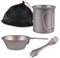 Doorslay Utensilios de cocina de camping, portátiles para camping, cubiertos de titanio, taza, cuenco Spork, juego de 3 piezas, vajilla para exteriores, taza de café, taza de café, juego de pícnic,