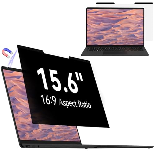 Magnetischer sichtschutz für 15,6 Zoll Laptop 16:9, Abnehmbarer Sichtschutzfolie, Anti Blaulicht Blendschutz Blickschutzfolie Displayschutz für Lenovo Hp Dell Acer Asus Thinkpad Envy Xps