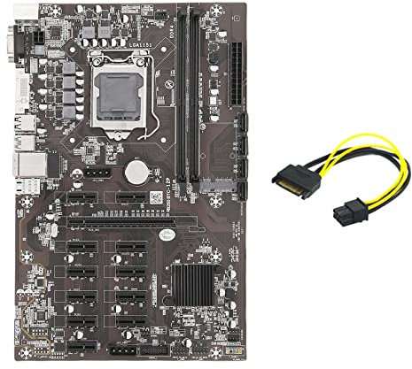 Oikabio Carte mère B250B ETH + câble 15 broches vers 6 broches LGA1151 DDR4 12X fente pour carte graphique MSATA pour minage BTC