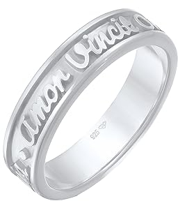 Elli Ring Damen Band Worte Amor Vincit Omnia Elegant in 925 Sterling Silber