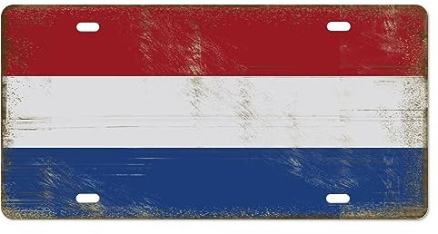 Yelolyio Niederlande Nummernschild für die Vorderseite des Autos, Größe 15,2 x 30,5 cm, rostfrei, Vintage-Holland-Flagge, Metall-Kennzeichen, Aluminium, Neuheit, Nummernschild, Autoanhänger, Geschenk