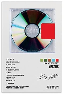 YELLOWV Kanye Poster West Yeezus Albumcover Poster für Zimmer, ästhetische Leinwand, Wandkunst, Schlafzimmer-Dekor, 30 x 45 cm