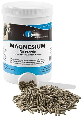 MIGOCKI Magnesium für Pferde mit Tryptophan und Vitamin-B-Komplex - pelletiertes Ergänzungsfuttermittel (750 g Dose)