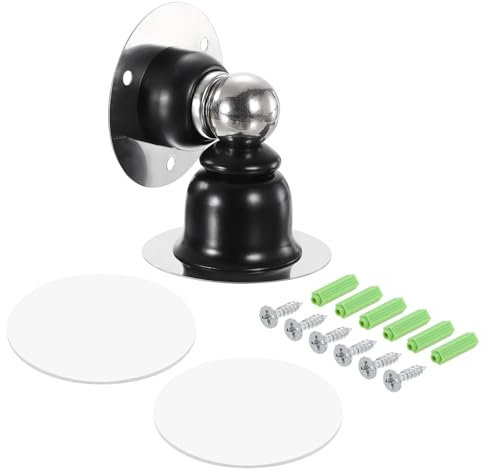 uxcell Magnetic Door Stopper, Stainless Steel Magnets Door Stops Catch, Floor Door Holder with Self Adhesive and Screw Mount, Matt Black