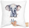 Kissen 40x40 Zierkissen - Zootiere - Elefant Dickhäuter Grauer Riese Rüsseltier - 40 x 40 cm - Weiß - Elefanten Geschenke sofakissen elefantenmotiv Elephant Name und