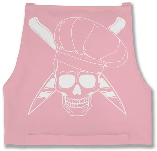 Shirtracer Schürze - Kochschürze lustig - Schädel mit Kochmütze - 85x69 - Rosa - koch totenkopf grillschürze küchen küche grillen griller grill spruch omi geschenk sprüche geschenke aus der zum