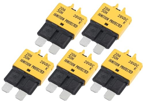 A ABSOPRO Sicherungsautomat Blade Style 20A für Auto Metall Gelb (Set aus 5 Stück)