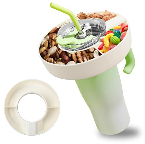 emperoch Snack Bowl for Stanle-y Tumbler Snack Tray Round Divided Serving Tray Platter Compatible with Stanle-y Cup 40 oz Round Divided Serving Tray Reusable Snack Bowl for Stanley Cup Accessories