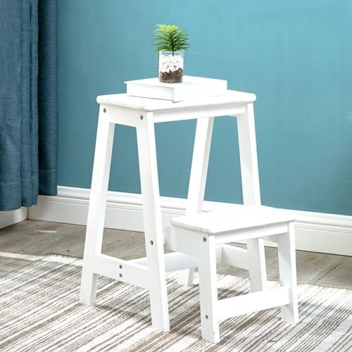 Escabeau en Bois, 3 en 1 Robuste à 2 marches pour Adultes, escabeau avec Bande de roulement antidérapante pouvant Supporter jusqu'à 330 LB, escabeau Durable/sécurité/Conception Pliable pour la Maison