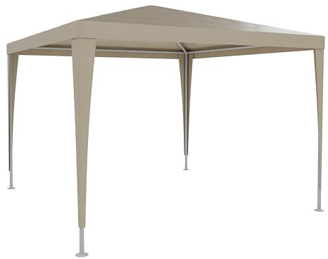 Gazebo Struttura in Acciaio Copertura In PE 110 gr/m² Impermeabile Idrorepellente Resistente Raggi Solari UV Tenda Ombrellone Per Fiere Piscina Pic Nic Giardino Campeggio Esterno 3 x 3 Metri (Tortora)