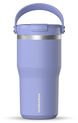 Hydrapeak Nomad - Vaso de 24 onzas con asa y tapa para sorbo, vaso a prueba de fugas, popote de tapa de vaso, vasos de doble aislamiento, 24 onzas, acero inoxidable (bígaro)