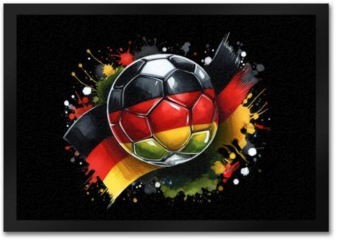 speecheese Fußball Deutschland Flagge Fußmatte in 35x50 cm Perfekt für EM 2024 Sport Fußball-Fans - Schwarz Rot Gold Design
