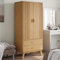 Willood Kleiderschrank Olden Braun 76 5x53x172 cm Massivholz Kiefer Kleiderschrank für das Schlafzimmer mit Flügeltüren und Zwei großen Schubladen