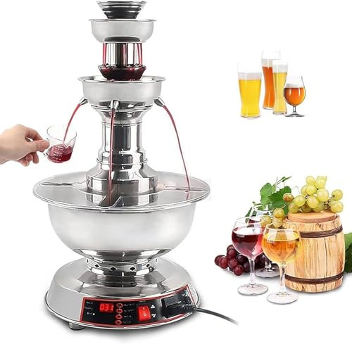 WHYYDSS 3-Tier Juice and Wine Fountain, 120W Party Beverage Fountain, Juice Fountain, 0-100℃ Temperature Adjustment, for Weddings Hotel Birthday