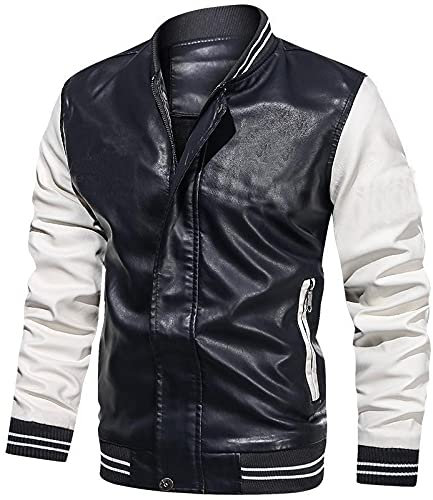 Generico Giacca in Pelle sintetica da Uomo Stile Biker Giubbotto in finta pelle Casual Vintage Giacca Camicia Uomo Chiodo Pelle Uomo Per cena/lavoro
