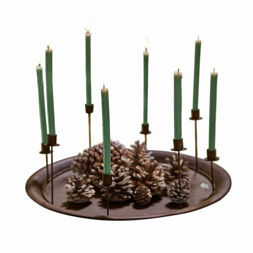 Loberon Kerzentablett Ophéline, antikbraun | Rustikale Rost-Optik, Nostalgischer Charme, für 8 Kerzen, Großzügige Deko-Fläche, Dekoration, Kerzenständer, Eisen