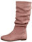 BGFIPAJG Stivaletti Cuoio Stile Inglese Donna Gambale Largo 50 Cm Pelle Nera Eleganti Tacco Basso Blu - Regali Natale Famiglia