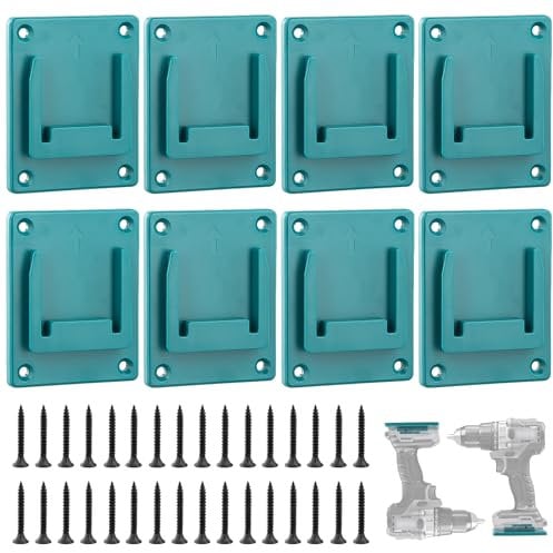Duronge 8 piece Wall Mount, Drill Power Tools Drill Holder, Bholder With 32 Screws, Tool Holder for Makita 18V (Blue)