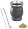 Mate Set, Juego de Taza para Té Mate, Acero Inoxidable, Taza para Té Mate, con Cuchara para Pajita y Cepillo de Limpieza, Juego de Taza Mate para Té Mate, Café, Leche y Zumo, Gris, 8oz