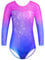 HUAANIUE Mädchen Turnanzug 3-14 Jahre, klassische Gymnastikanzüge ohne Ärmel & 3/4-Ärmel, Strasssteine, Farbverläufe, elastisch & bequem, ideal für Tanz & Ballett (B398-Blau Lila, 7-8 Jahre)