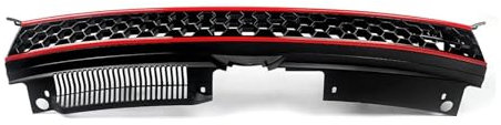 Grill Glanz Schwarz Doppelsteg Sport Kühlergrill Für MK6 Go&lf GTI für Je&tt&a Sportwagen Badgeless Hex Mesh Grille Black W/Red Trim Grill Schwarz Glänzend Doppel-Lamellen Grill