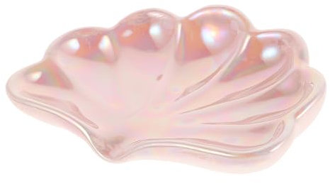 LIFKOME Porte-savonnette en Céramique Forme Coquillage Rose pour Salle de Bain Rangement Pratique pour Savonnette et Bijoux, Design Élégant et Décoratif Polyvalent