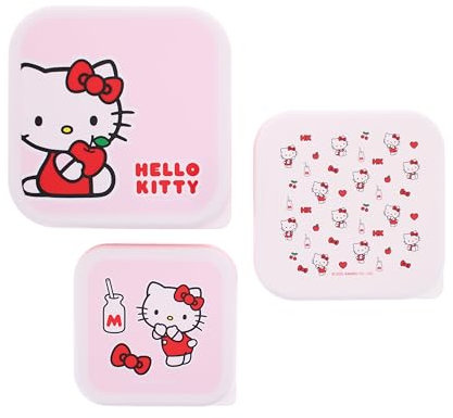 Blueprint Collections Hello Kitty Storage Pots | Cute Storage Containers for Kids | Set of 3 Stacking Tubs | Hello Kitty Stationery & Gifts