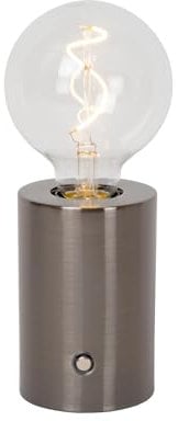 LUCIDE VIVO - wiederaufladbare Tischlampe - Akku/Batterie - Ø 8 cm - LED Dim. - E27-1x1W 2700K - Matt Schwarz-Chrom