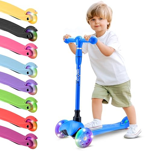 Hurtle Scooter Kinder, Kleinkinder – Premium Roller Dreirad Kickboard mit LED-Rädern – Tretroller Höhenverstellbar für Jungen & Mädchen, Indoor & Outdoor – Sicherer Kickscooter 20 Kg, 2-5 Jahren