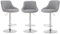CROWNSHOP Modern Bar Stools Set 3pcs Leatherette Exterior Adjustable Swivel Gas Lift Chrome Footrest and Base for Breakfast Bar Counter Kitchen and Home Barstools Silver Grey