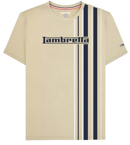 Lambretta Mens Multi Stripe Short Sleeve T-Shirt - Wood Ash - L