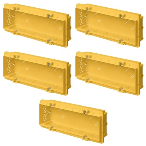 5 Scatole 506/507 da incasso a parete, 6/7 moduli/posti, per muratura, 178x70x48mm, in tecnopolimero ad alta resistenza, cassetta per impianto elettrico, universale per serie civili, giallo