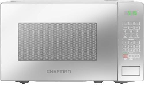 Chefman 20L 800W Microwave Oven with Mirror Finish, 6 Presets, 10 Power Levels, Digital Display, Eco Mode, Memory Function, Mute Option, Child Safety Lock