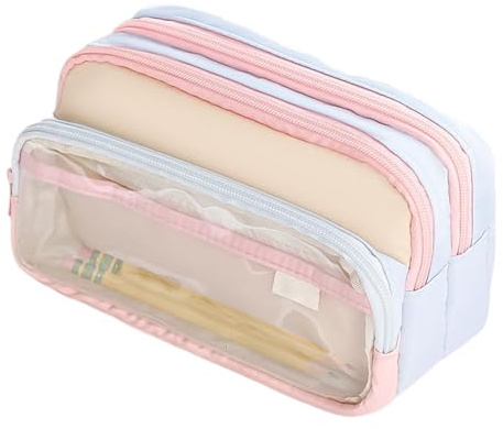 Fenayuu Große Stiftetasche,Stoff Aufbewahrungstasche Mit 3 Fächern Für Die Schule - Reißverschluss Aufbewahrung Für Stifte Schreibwaren Für Schüler Studenten Erwachsene